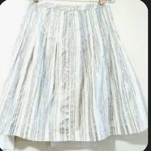 Ann Taylor LOFT Knee-Length A-Line Pleated Striped Skirt Resort Wear - Picture 1 of 10